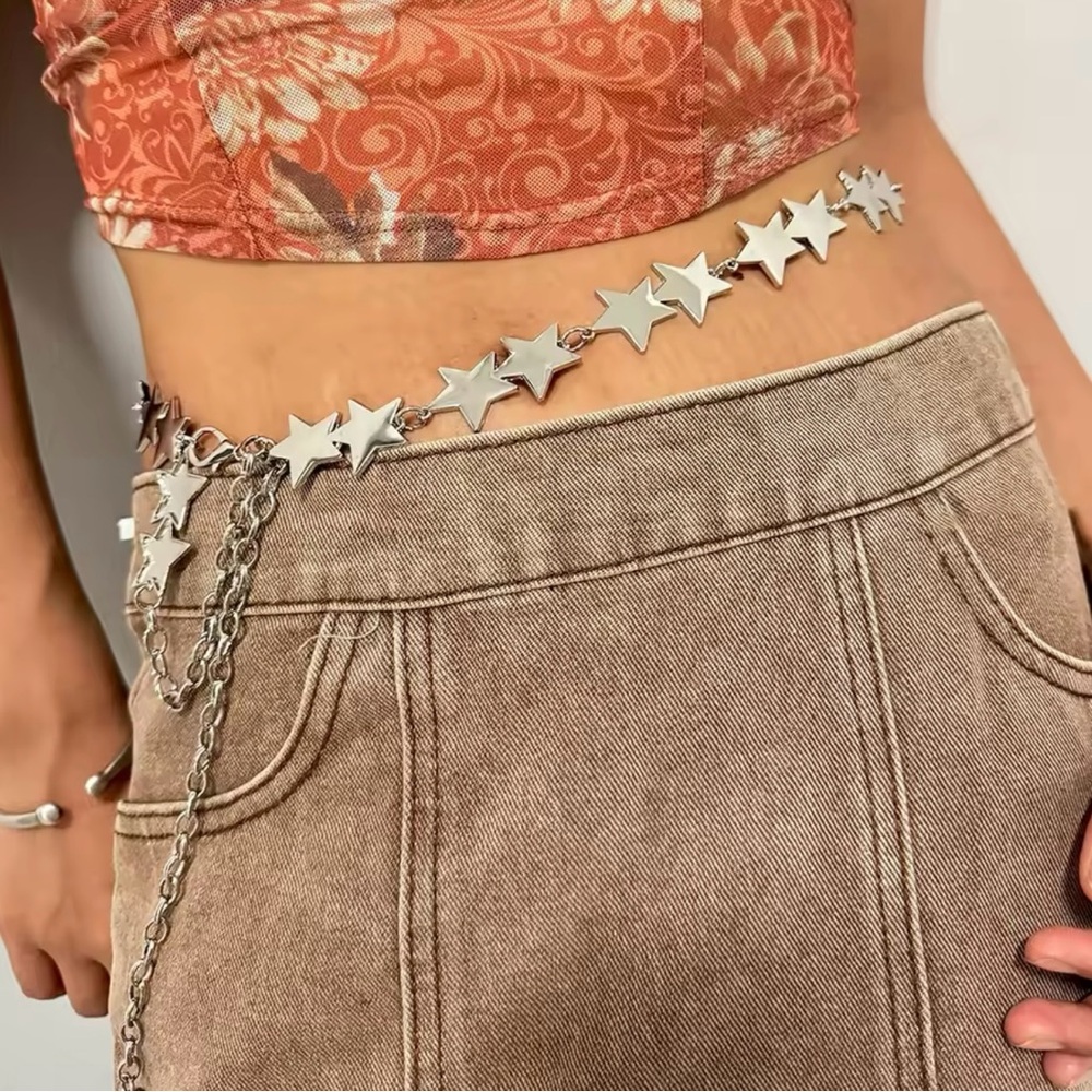Silver Star Celestial Chain Belt for Women 42” Body decorations